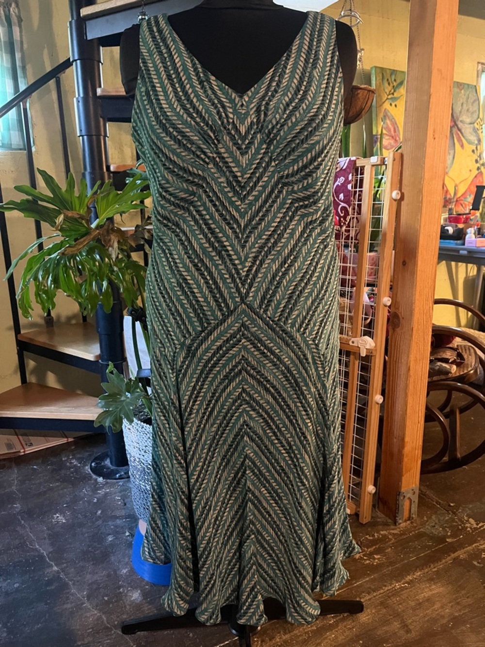Alfani Green Chevron-Pattern Maxi Dress